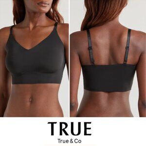 True Body NWT Lift Triangle Bra Black Wireless Comfort Bra Removable Pads Size L